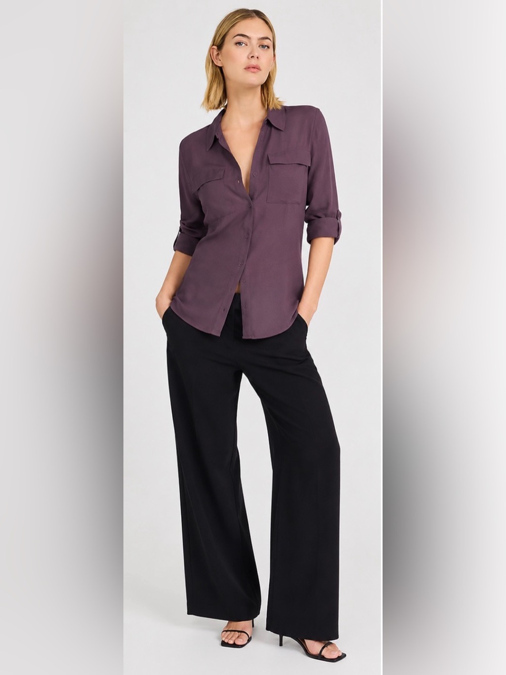 Express | Plum Button-Up Blouse